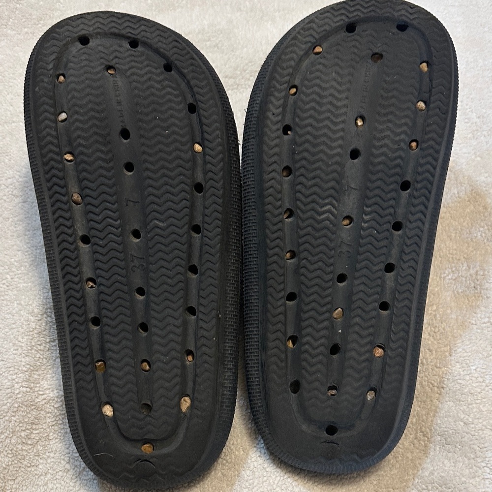 Black Women's Slide Sandals - Picture 3 of 5